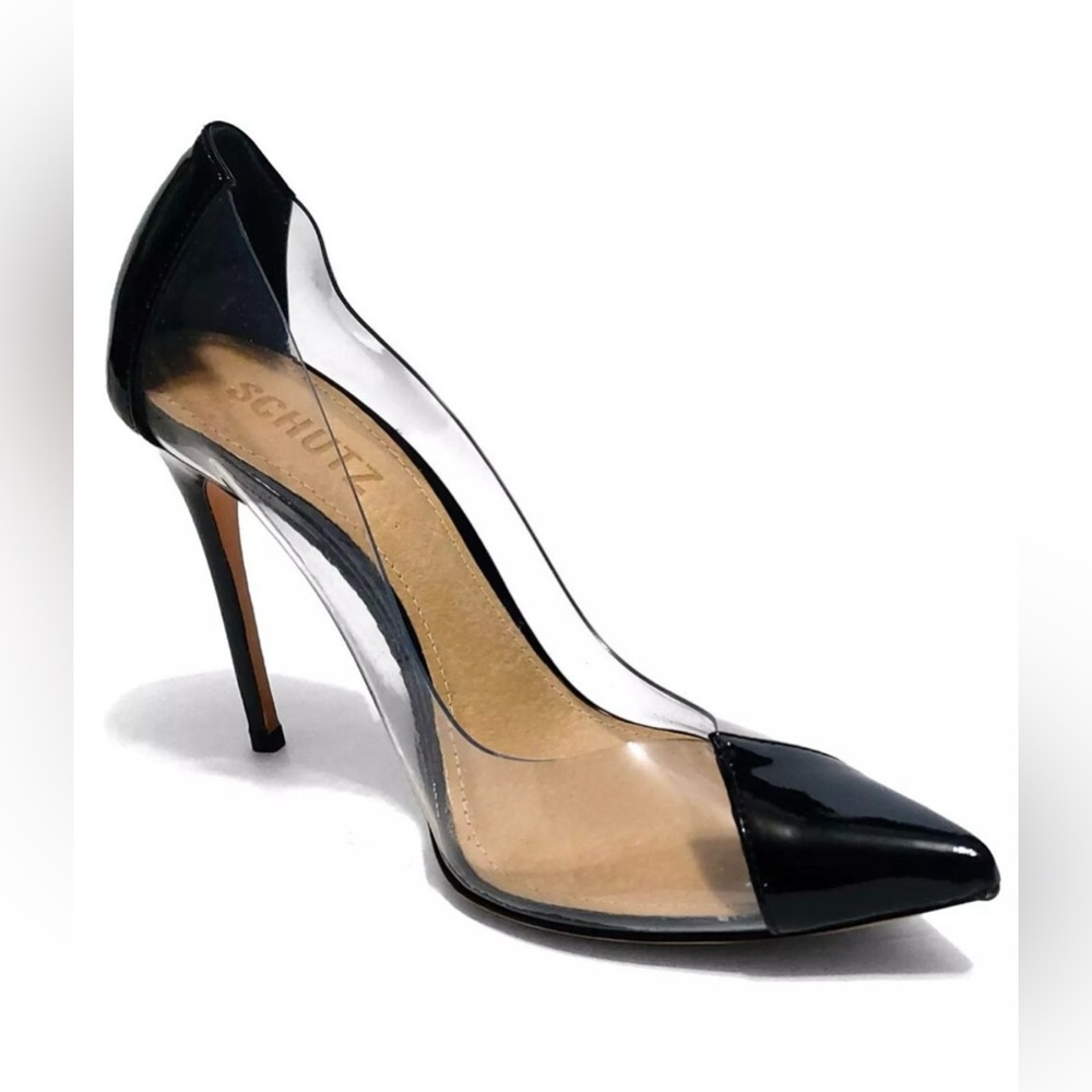 SCHUTZ Cendi Heel in Transparente & Black  Women's Heels 6.5 - Picture 4 of 16